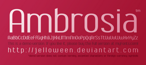 Font  AMBROSIA   demo by jelloween Best of Fresh, Clean, High Quality and Free Fonts   Summer 2010!